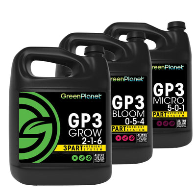 Green Planet – Wachstum, Blüte, Mikro 3-teiliges Nährstoffgemisch für Hydroponik (GP3)