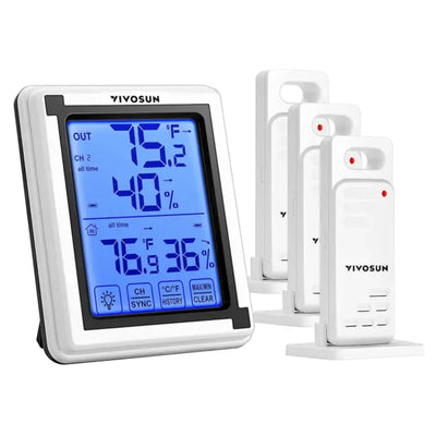Vivosun Wireless Thermometer & Hygrometer – 3 Sensor Indoor/Outdoor Grow Tent Monitor
