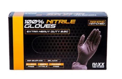 IVXX Caja de 8 g de guantes de nitrilo negros con trama