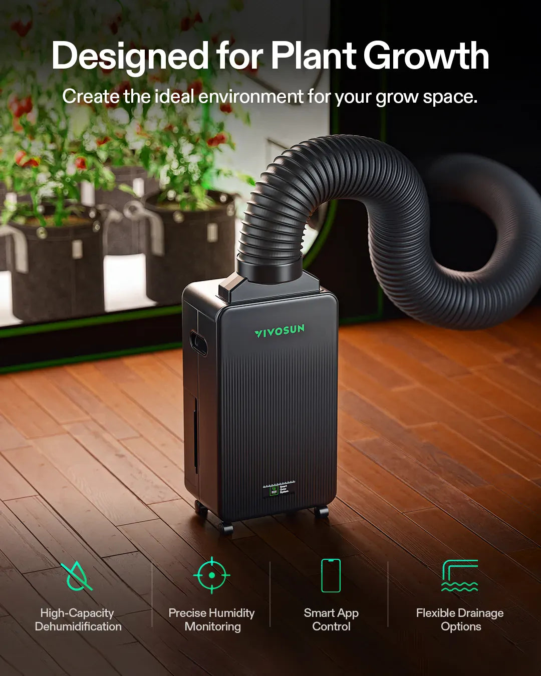 VIVOSUN AeroDrain D12 Intelligenter Umgebungsentfeuchter