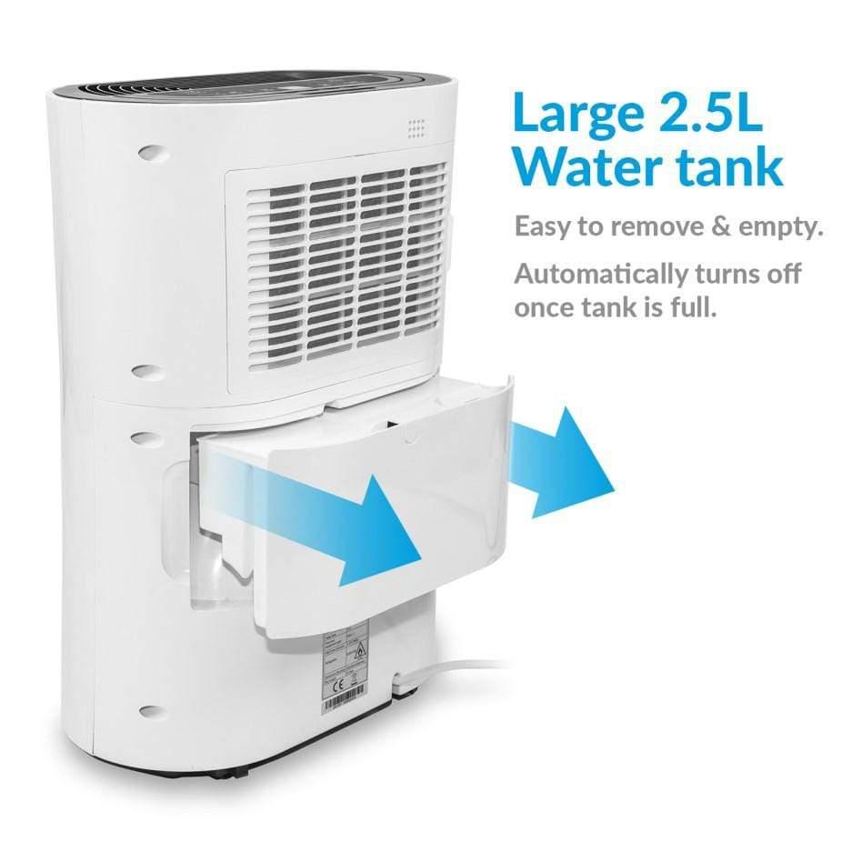 Deshumidificador electriQ de 12 litros con humidistato y purificador de aire