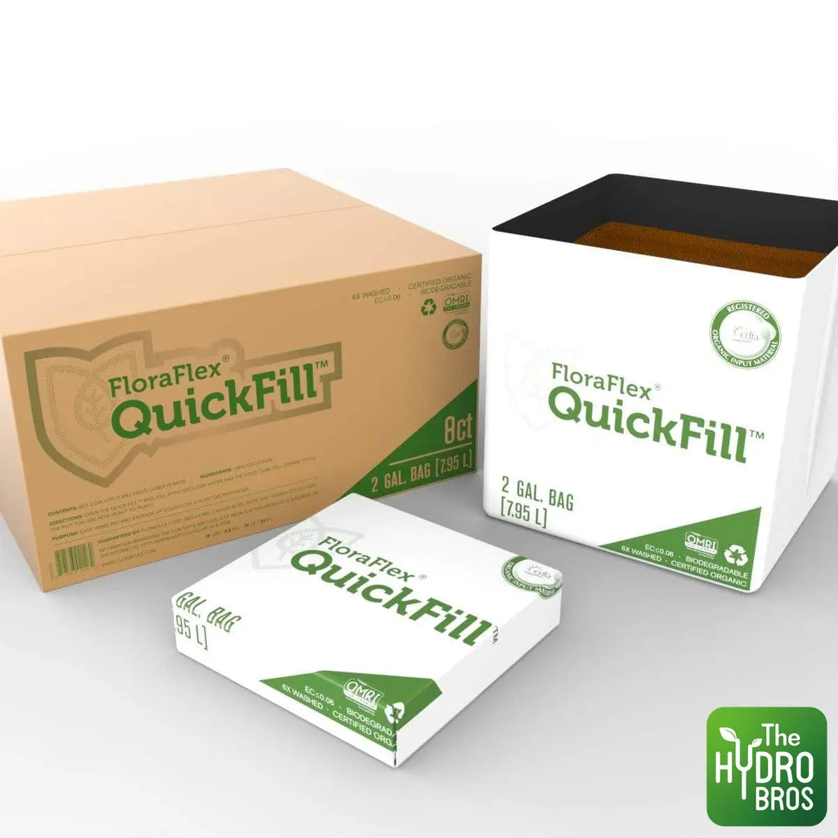 FloraFlex Quick Fill Bag - 2 Gallon | White Plastic | 60% WHC