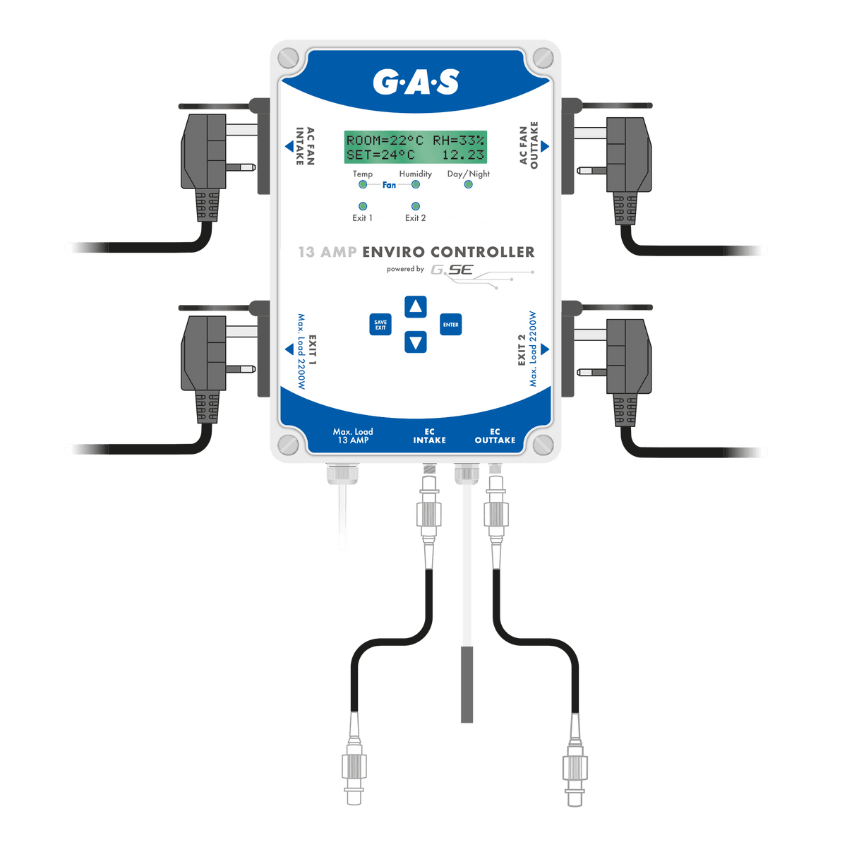 GAS Enviro Controller V2 13AMP Steuerung für Umgebungsfeuchtigkeit, -temperatur sowie AC- und EC-Lüfter