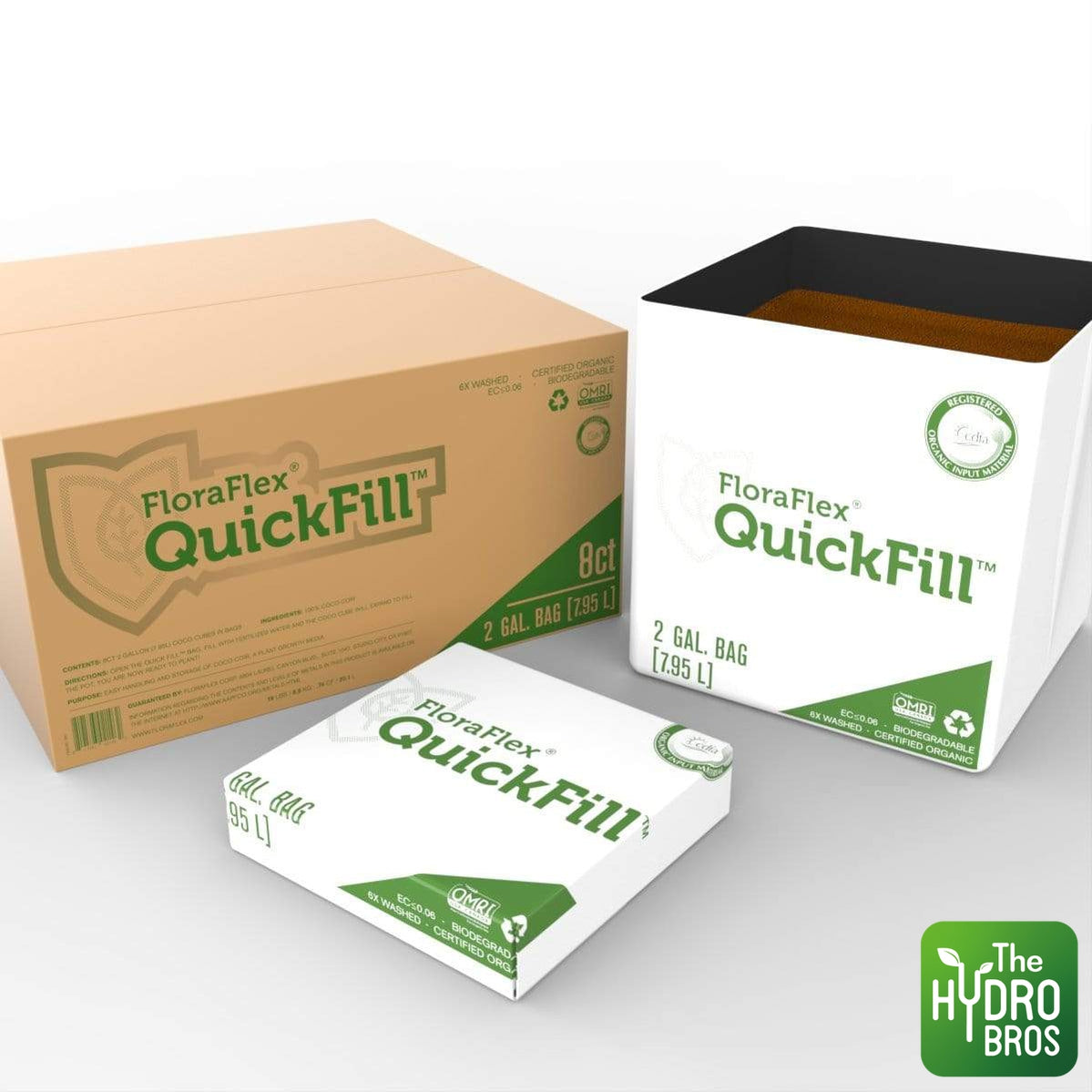 Bolsa de llenado rápido FloraFlex - 2 galones | Plástico blanco | 60 % WHC