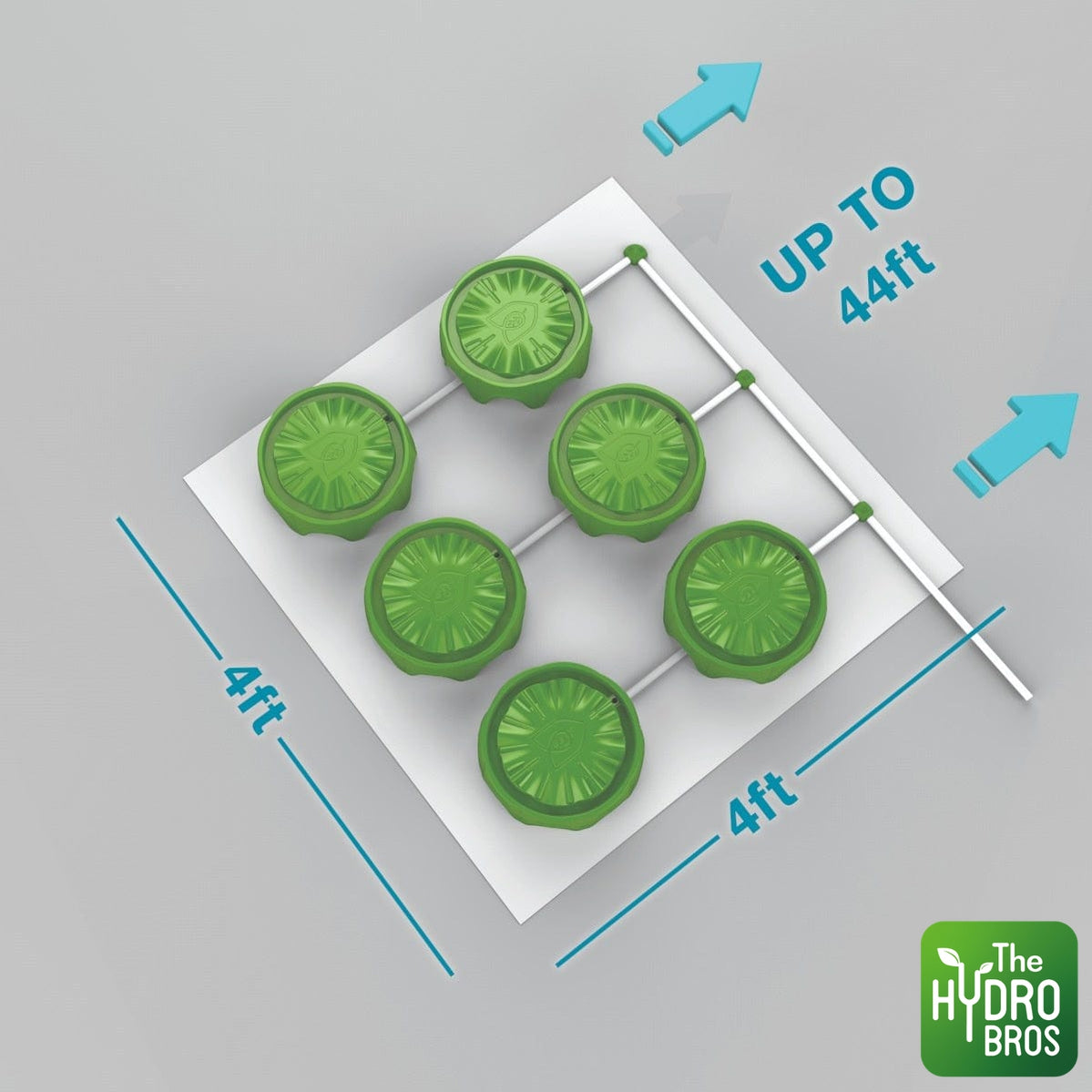 FloraFlex - Sistema de plataforma PotPro de 6 unidades (drenaje) - Espacio de 4 x 4 pies