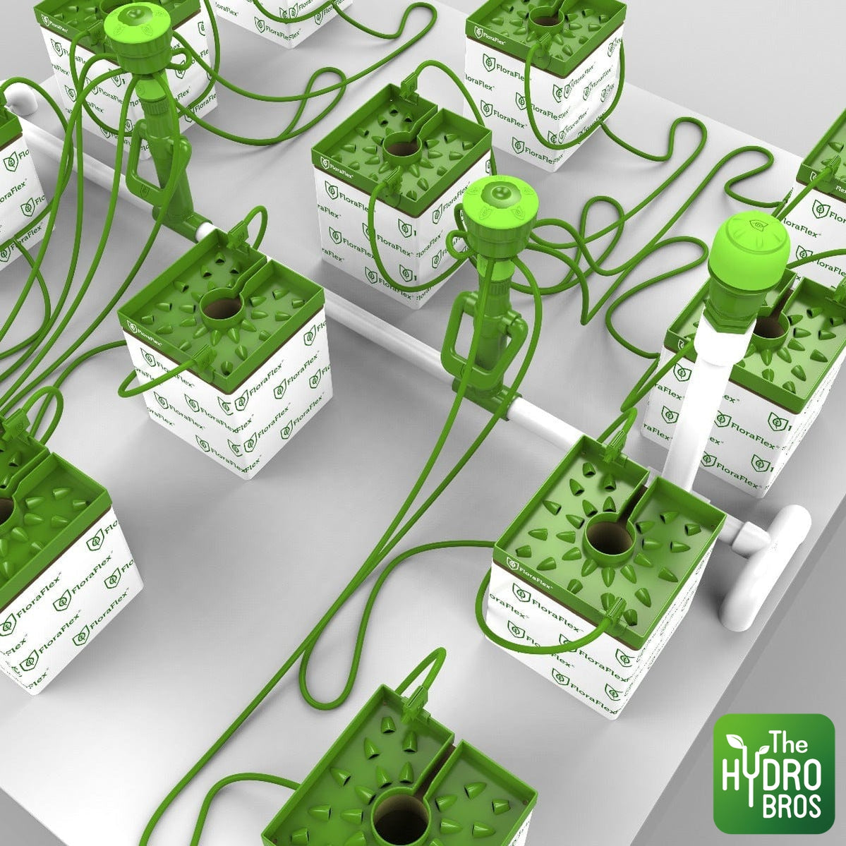 FloraFlex - 12 Plant Bubbler Irrigation System for 6" Rockwool - 4 x 4ft space