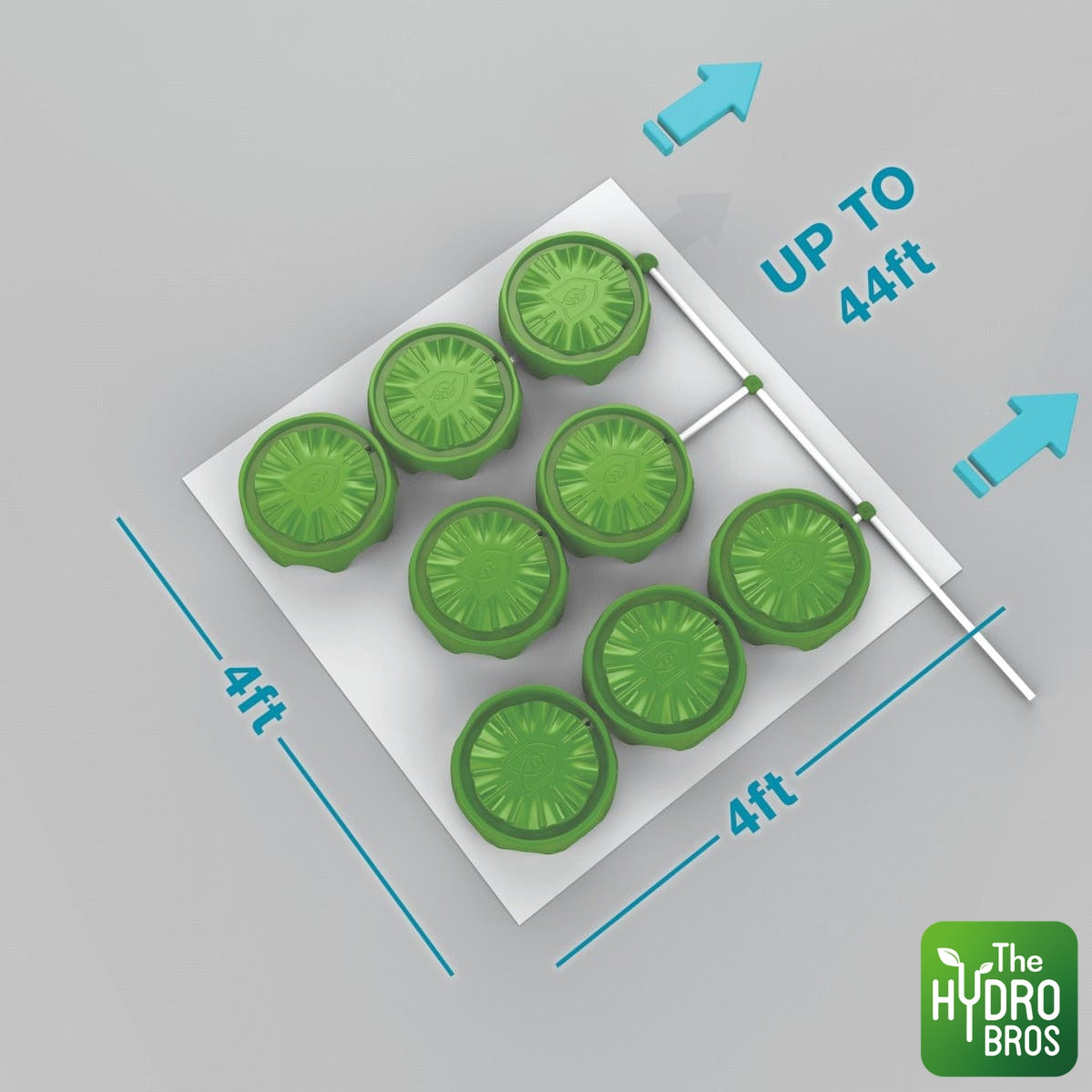 FloraFlex - Sistema de plataforma PotPro de 8 unidades (drenaje) - Espacio de 4 x 4 pies