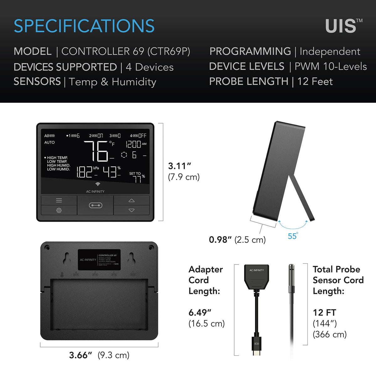 AC Infinity UIS Controller 69 Pro (4 ports with Wifi + Bluetooth version)