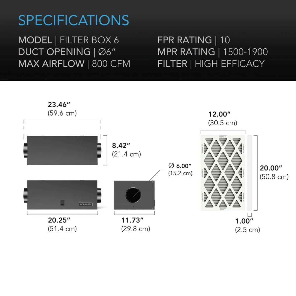 AC Infinity Ansaugluftfilter