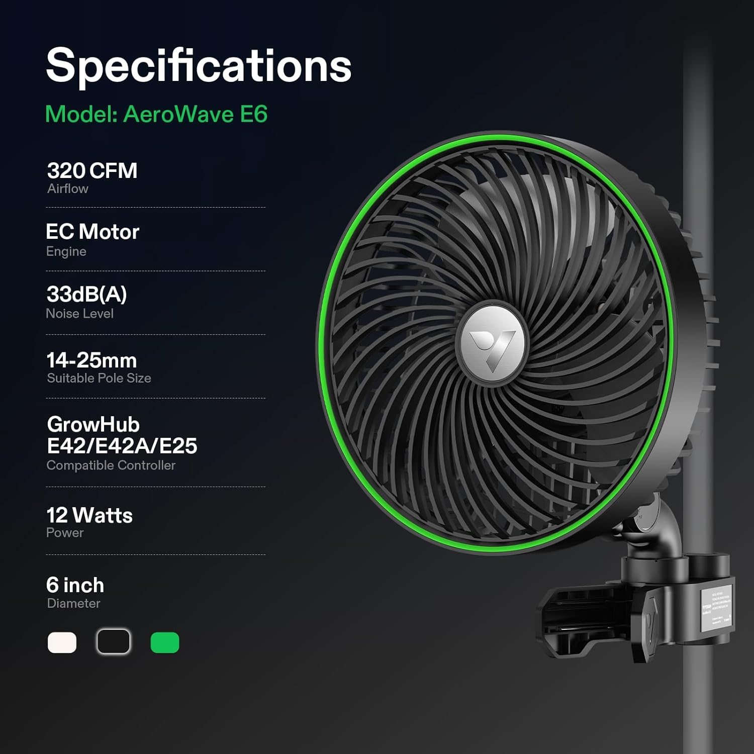 Vivosun EC Clip Fan | 10-Speed Oscillating Grow Tent Fan with