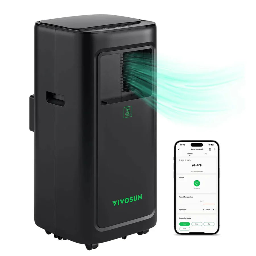 VIVOSUN AeroLush C08 Smart Air Conditioner 8000 BTU with Climate Sensor Probe