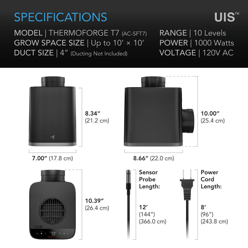 AC Infinity THERMOFORGE T7 1000W Smart AI Grow Room Heater(AC-SFT7)