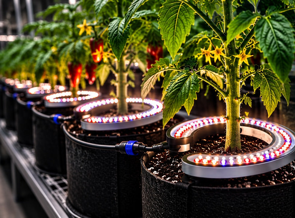 MaxiLED PRO TS 40W horseshoe under canopy LED around a pepper plant