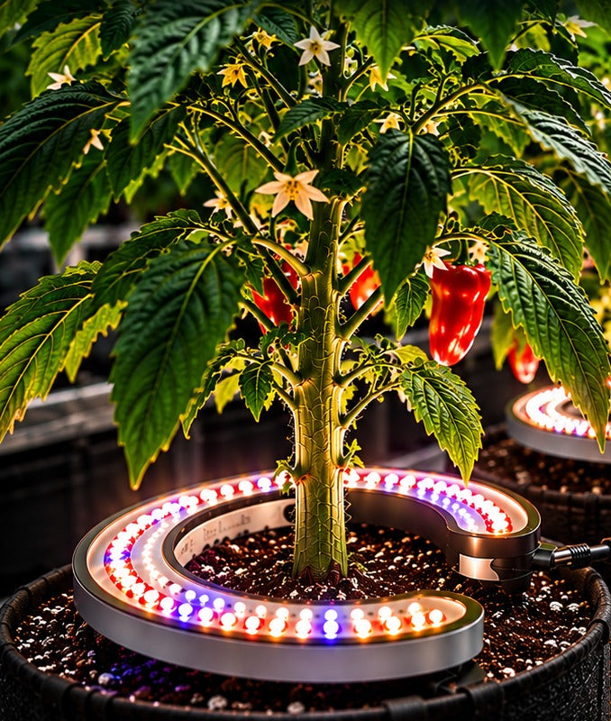 MaxiLED PRO TS 40W horseshoe under canopy LED around a pepper plant