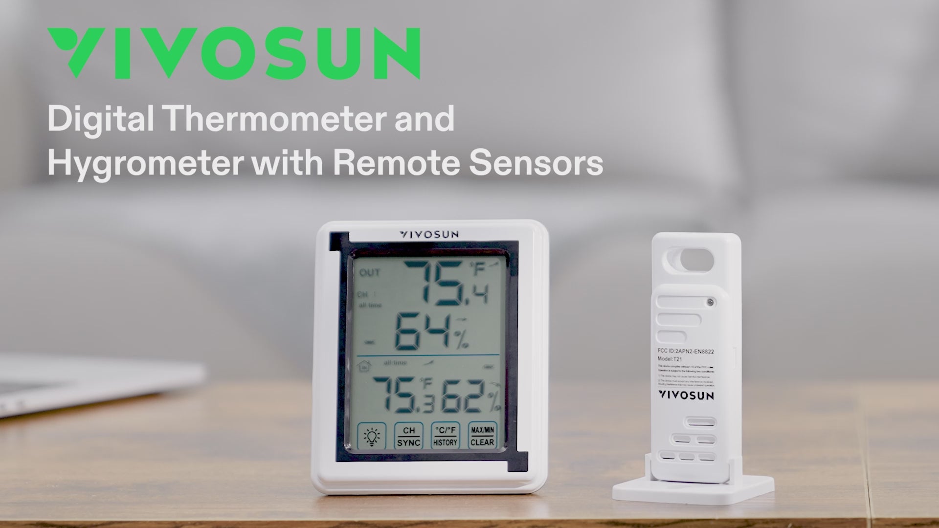 Vivosun Wireless Thermometer & Hygrometer – 3 Sensor Indoor/Outdoor Grow Tent Monitor