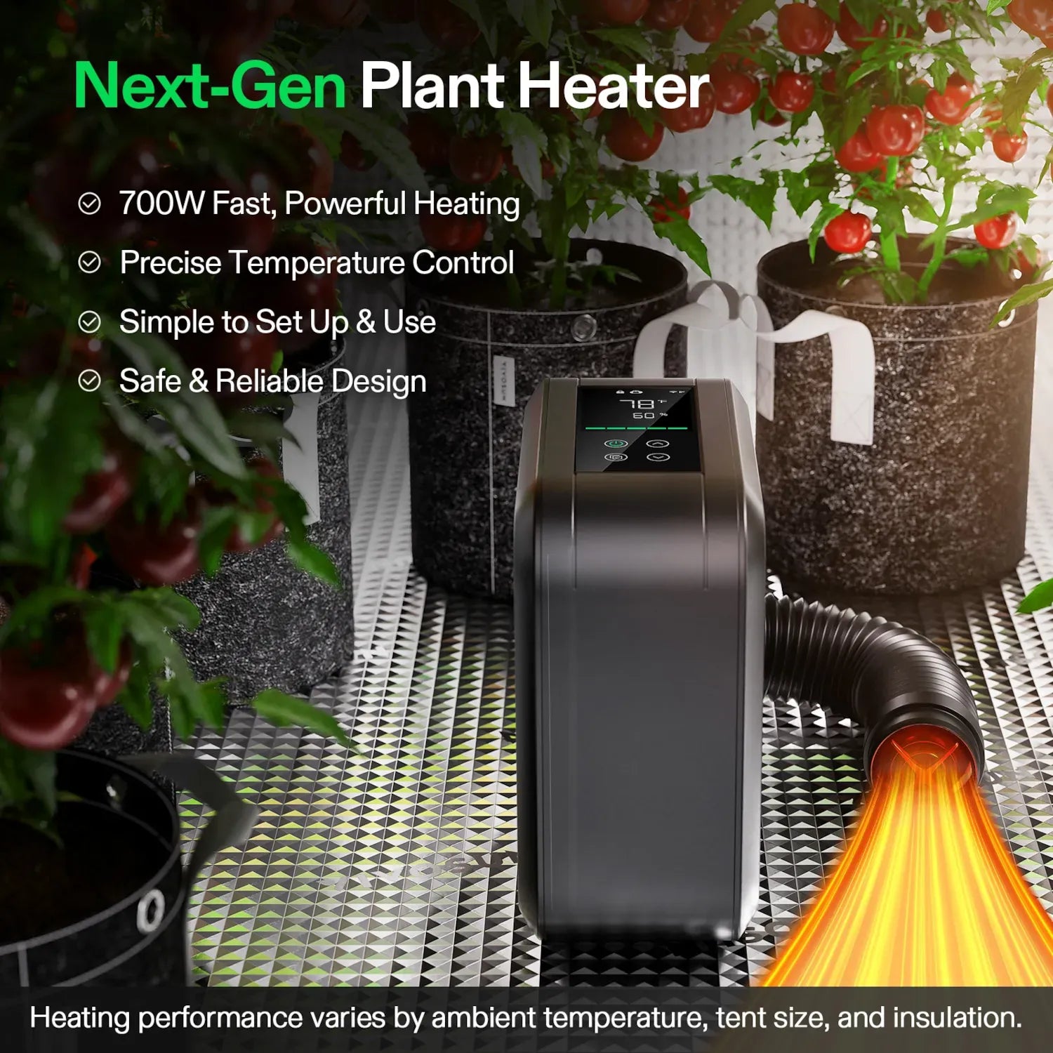 Vivosun AeroFlux Smart Grow Tent Heater 700W with VPD and App Control
