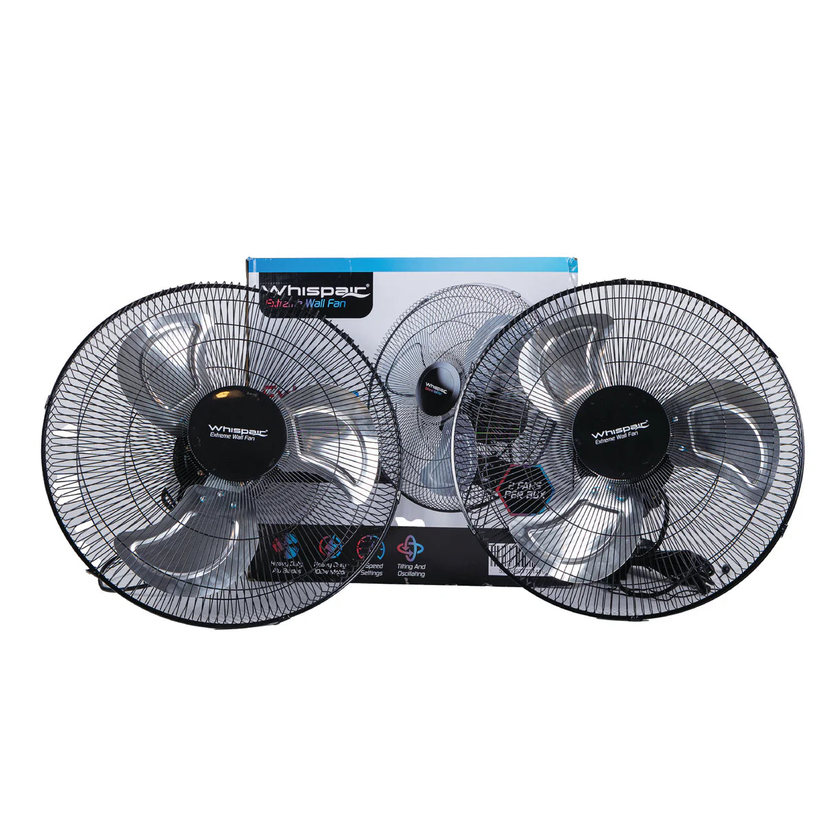 WhispAir Extreme Heavy Duty Wall Fan | 100W 3-Speed Oscillating Fan with Aluminium Blades