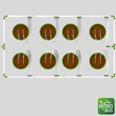 FloraFlex - Sistema de riego por microgoteo para 8 plantas - Espacio de 8 x 4 pies