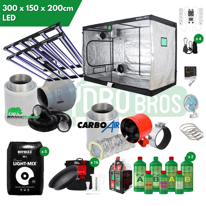 Grow Tent Kit 300 x 150 x 200 LED Lumatek Zeus 600w Pro Grow Kit