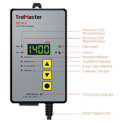 Meters & Sensors TrolMaster Digital CO2 PPM Controller Beta-8